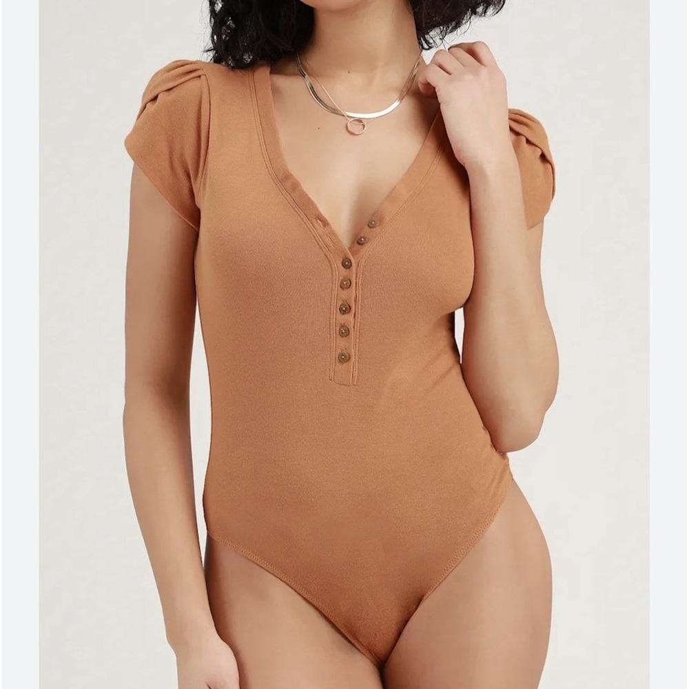 Free People Mia Santa Fe Bodysuit Women's XS Short Sleeve Stretch Basic